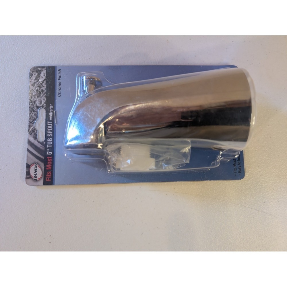 DANCO Universal Tub Spout 5" Chrome Finish Slip-On & Threaded Adapter Kit